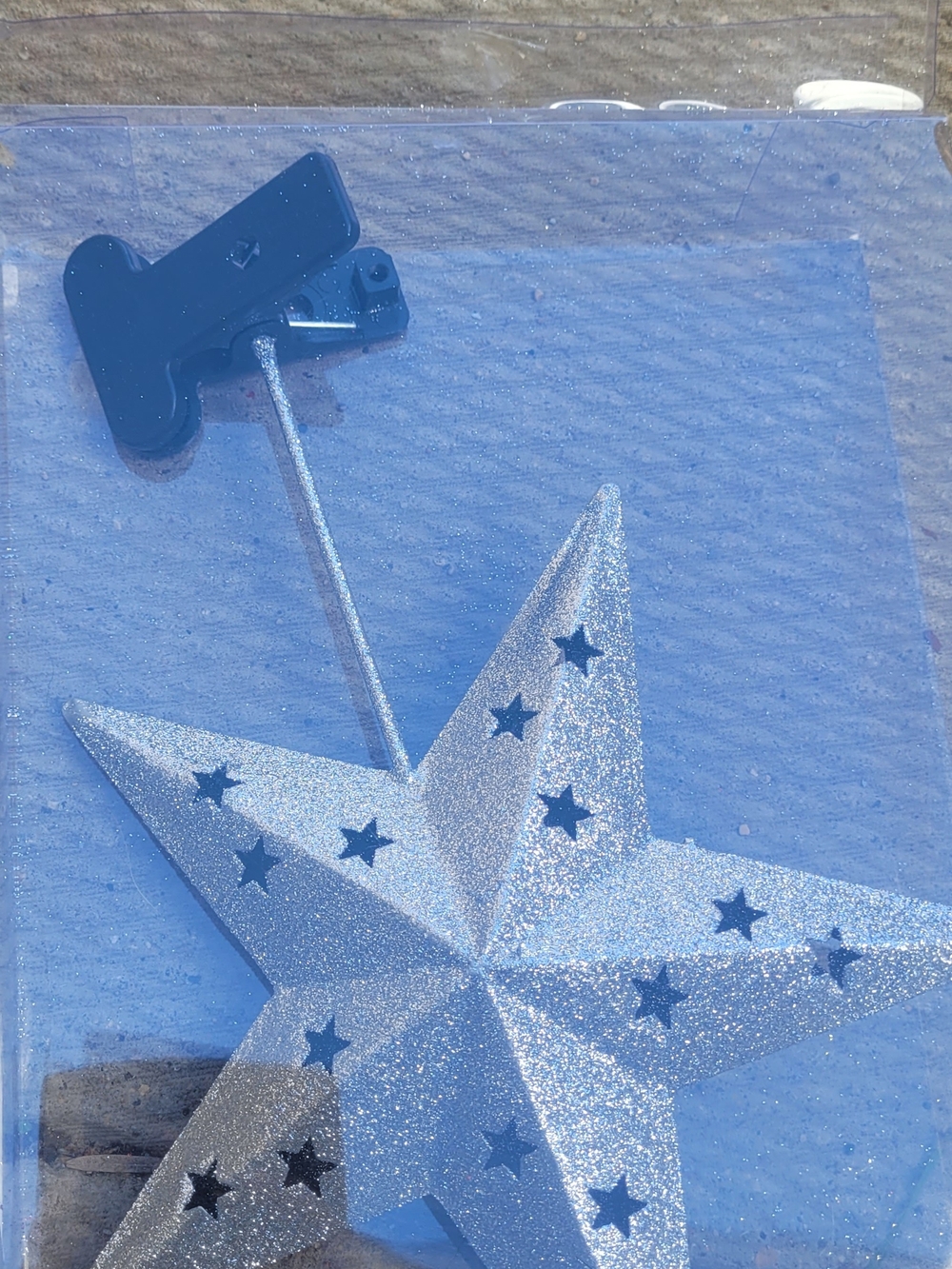 Metal Sparkling Silver Star Tree Topper